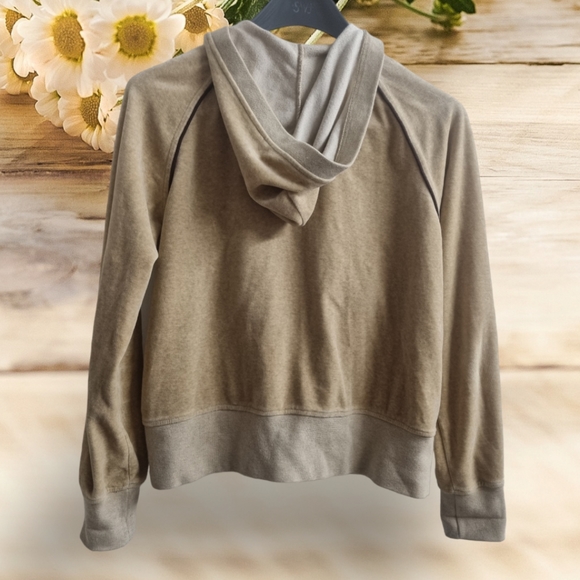 Vtg sandy colour velour track jacket size uk 14 2003 made - Picture 2 of 7